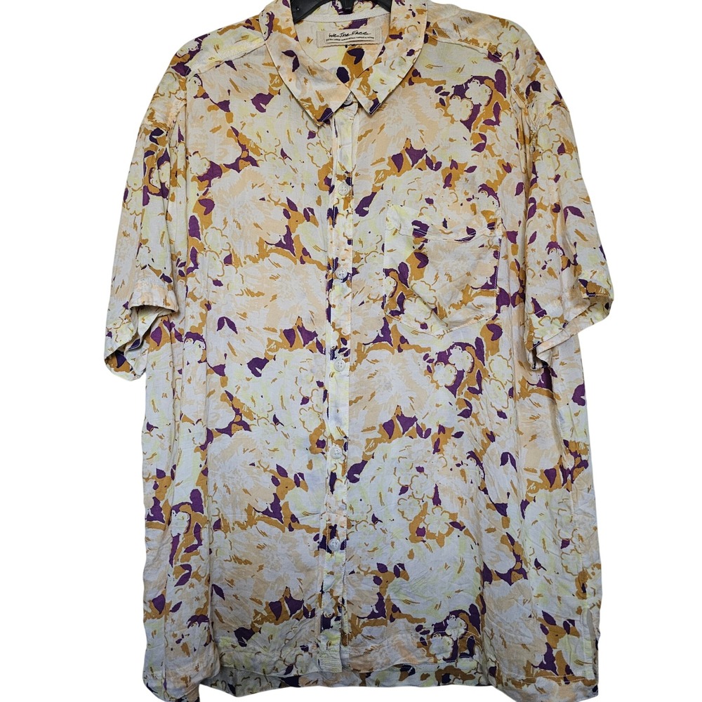 We The Free Short Sleeve Tropical Button Shirt‎ Extra Large Top Blouse